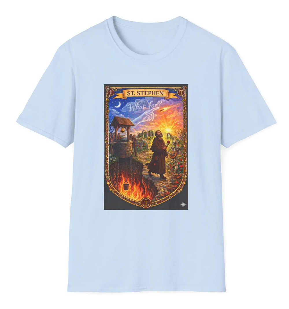 Saint Stephen With Rose Grateful Dead T-Shirt Light Blue